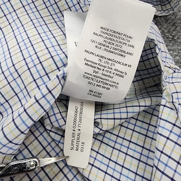 Polo Ralph Lauren Shirt Men 16.5 White Check Long Sleeve Casual Button Up Preppy - Picture 15 of 16